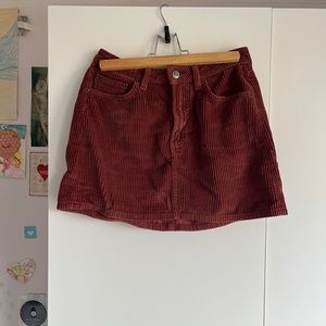 Rusty red corduroy mini skirt from Reformation
